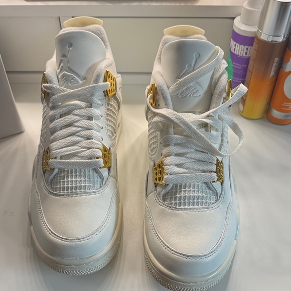 Jordan White and Gold Athletic Shoes - Picture 3 of 4